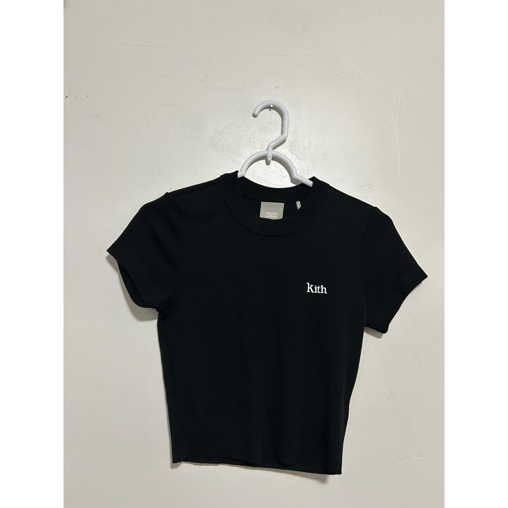 Kith mulberry Ribbed Baby Tee Black Short Sleeve Embroidered Logo Shirt Size M